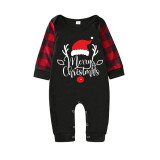 Christmas Matching Family Pajamas Red Hat Merry Christmas Deer Black Pajamas Set