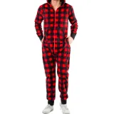 Christmas Couple Matching Pajamas Sets Snowflake Deer Hooded Christmas Jumpsuit