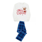 Christmas Matching Family Pajamas Merry Christmas Snowflake Deer Blue Pajamas Set