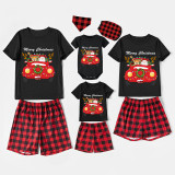 Christmas Matching Family Pajamas Merry Christmas Santa Gift Truck Black Pajamas Set