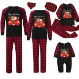 Christmas Matching Family Pajamas Merry Christmas Santa Gift Truck Black Pajamas Set