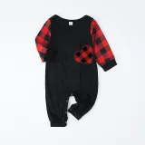 Christmas Matching Family Pajamas Red Plaid Heart Red Black Pajamas Set
