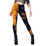 Women Pumpkins Ghost Terror Prints Stretch Slim Leggings Halloween Costume