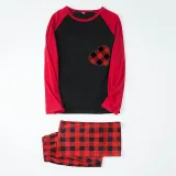 Christmas Matching Family Pajamas Red Plaid Heart Red Black Pajamas Set