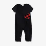 Christmas Matching Family Pajamas Red Plaid Heart Black Pajamas Set
