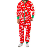 Christmas Couple Matching Pajamas Sets Snowflake Deer Hooded Christmas Jumpsuit
