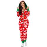 Christmas Couple Matching Pajamas Sets Snowflake Deer Hooded Christmas Jumpsuit