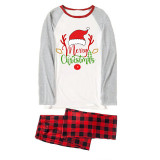 Christmas Matching Family Pajamas Red Hat Merry Christmas Deer White Pajamas Set