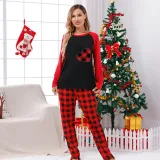 Christmas Matching Family Pajamas Red Plaid Heart Red Black Pajamas Set