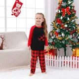 Christmas Matching Family Pajamas Red Plaid Heart Red Black Pajamas Set