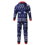 Christmas Couple Matching Pajamas Sets Snowflake Deer Hooded Christmas Jumpsuit