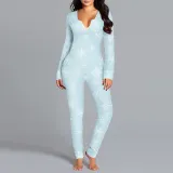 Christams Women HO HO Snowflake Lattice Homewear Christams Jumpsuit