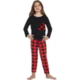 Christmas Matching Family Pajamas Red Plaid Heart Red Black Pajamas Set
