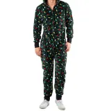 Christmas Couple Matching Pajamas Sets Snowflake Deer Hooded Christmas Jumpsuit