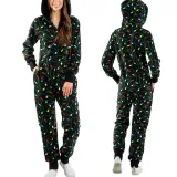 Christmas Couple Matching Pajamas Sets Snowflake Deer Hooded Christmas Jumpsuit