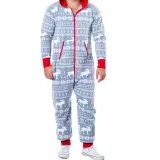 Christmas Couple Matching Pajamas Sets Snowflake Deer Hooded Christmas Jumpsuit