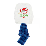 Christmas Matching Family Pajamas Red Hat Merry Christmas Deer Blue Pajamas Set
