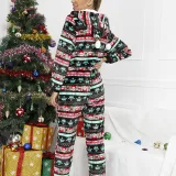 Women Santa Claus Cotton Fennel Hooded Bodysuit Christams Pajamas