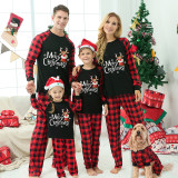 Christmas Matching Family Pajamas Merry Christmas Snowflake Deer Black Pajamas Set