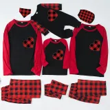 Christmas Matching Family Pajamas Red Plaid Heart Red Black Pajamas Set