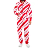 Christmas Couple Matching Pajamas Sets Snowflake Deer Hooded Christmas Jumpsuit