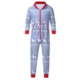Christmas Couple Matching Pajamas Sets Snowflake Deer Hooded Christmas Jumpsuit