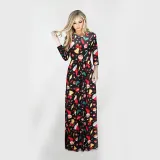 Women Long Sleeve Reindeer Christmas Tree Prints Ugly Maxi Dress