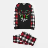 Christmas Matching Family Pajamas Cartoon Mouse Believe Tree Black Red Pajamas Set