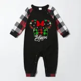 Christmas Matching Family Pajamas Cartoon Mouse Believe Tree Black Red Pajamas Set
