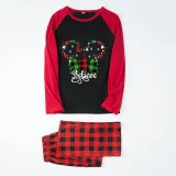 Christmas Matching Family Pajamas Cartoon Mouse Believe Tree Black Red Pajamas Set