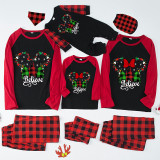 Christmas Matching Family Pajamas Cartoon Mouse Believe Tree Black Red Pajamas Set