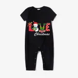 Christmas Matching Family Pajamas Love Snowman Christmas Black Reindeer Pants Pajamas Set