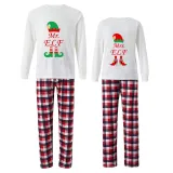 Christmas Couple Pajamas Matching Sets Mr & Mrs ELF Adult Loungwear White Pajamas Set