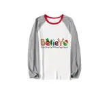 Christmas Matching Family Pajamas Believe Gingerbread Man Gray Reindeer Pants Pajamas Set