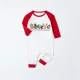 Christmas Matching Family Pajamas Believe Gingerbread Man Gray Reindeer Pants Pajamas Set