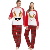 Christmas Couple Pajamas Matching Sets Deer Reindeer Adult Loungwear Green Pajamas Set