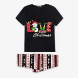 Christmas Matching Family Pajamas Love Snowman Christmas Black Reindeer Pants Pajamas Set