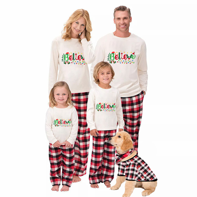 Christmas Matching Family Pajamas Believe String Light Red Pajamas Set