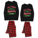 Christmas Couple Pajamas Matching Sets All I Want For Christmas Is You Adult Loungwear Black Pajamas Set