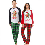 Christmas Couple Pajamas Matching Sets Sweet Gingerbread Man Adult Loungwear Green Pajamas Set