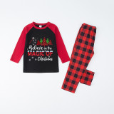 Christmas Matching Family Pajamas Believe Christmas Tree Black White Plaids Pajamas Set