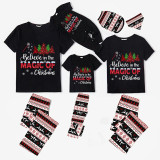 Christmas Matching Family Pajamas Believe Christmas Tree Black Reindeer Pants Pajamas Set