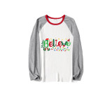 Christmas Matching Family Pajamas Believe String Light Gray Reindeer Pants Pajamas Set