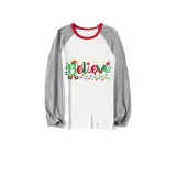 Christmas Matching Family Pajamas Believe String Light Gray Reindeer Pants Pajamas Set