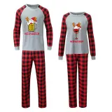Christmas Couple Pajamas Matching Sets Man Reinbeer & Women Winedeer Adult Loungwear Gray Pajamas Set