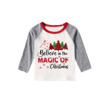 Christmas Matching Family Pajamas Believe Christmas Tree Gray Reindeer Pants Pajamas Set