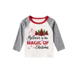 Christmas Matching Family Pajamas Believe Christmas Tree Gray Reindeer Pants Pajamas Set