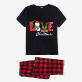 Christmas Matching Family Pajamas Love Snowman Christmas Black Pajamas Set