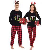 Christmas Couple Pajamas Matching Sets I am The King & Queen Elf Adult Loungwear Black Pajamas Set