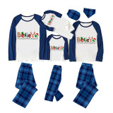 Christmas Matching Family Pajamas Believe String Light Blue Pajamas Set